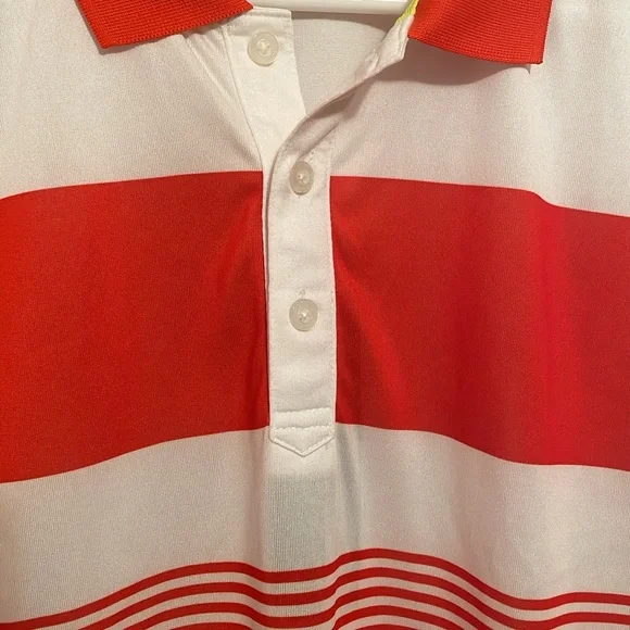 NWT Jack Nicklaus Stay Dri Orange and White Striped Polo Shirt - Picture 3 of 7